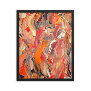 Abstract feminist framed art print poster in orange and red