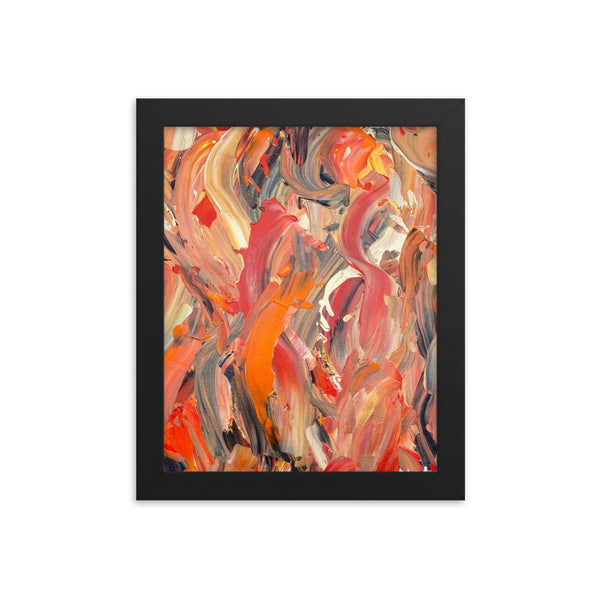 Abstract feminist framed art print poster in orange and red
