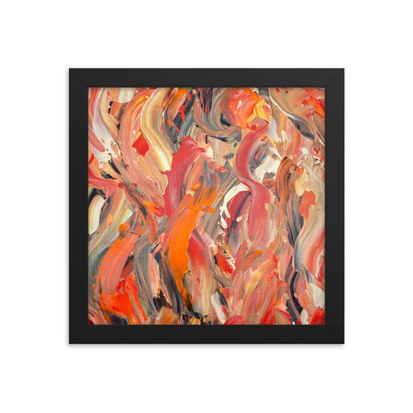Abstract feminist framed art print poster in orange and red