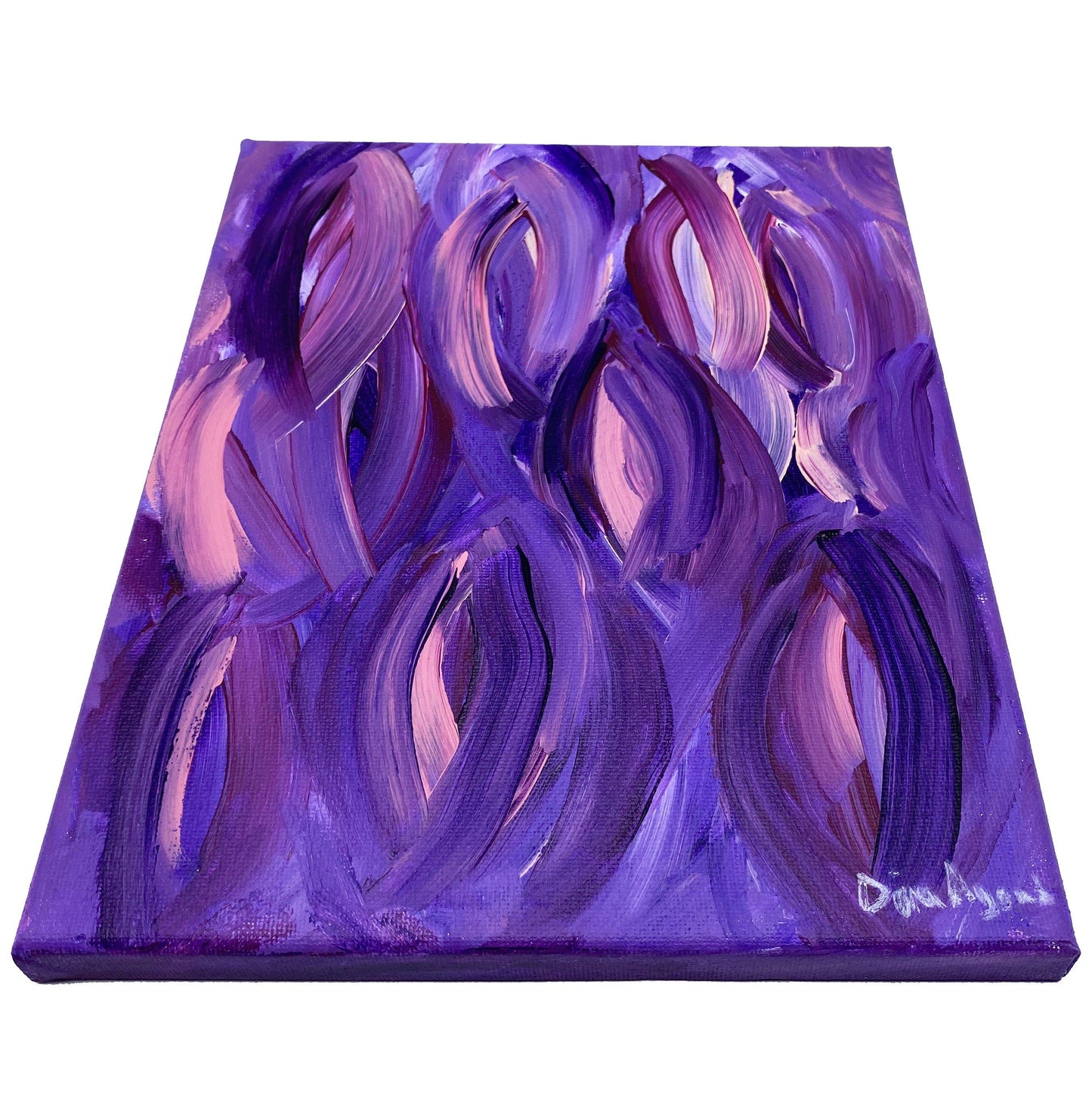 Abstract original acrylic painting in purple and pink