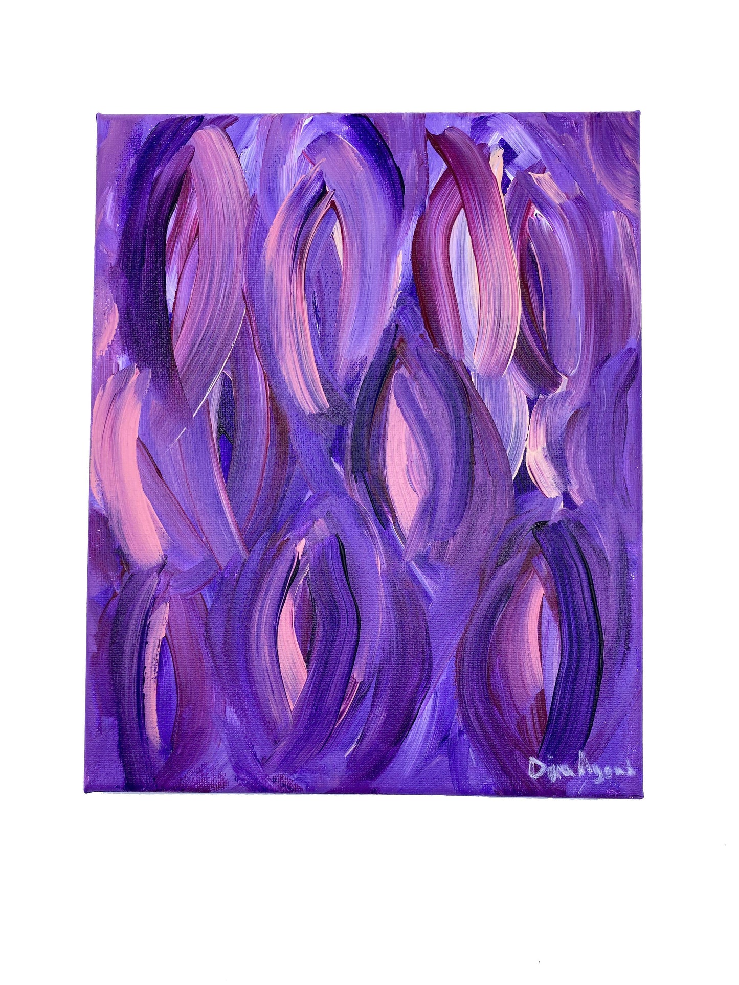 Abstract original acrylic painting in purple and pink