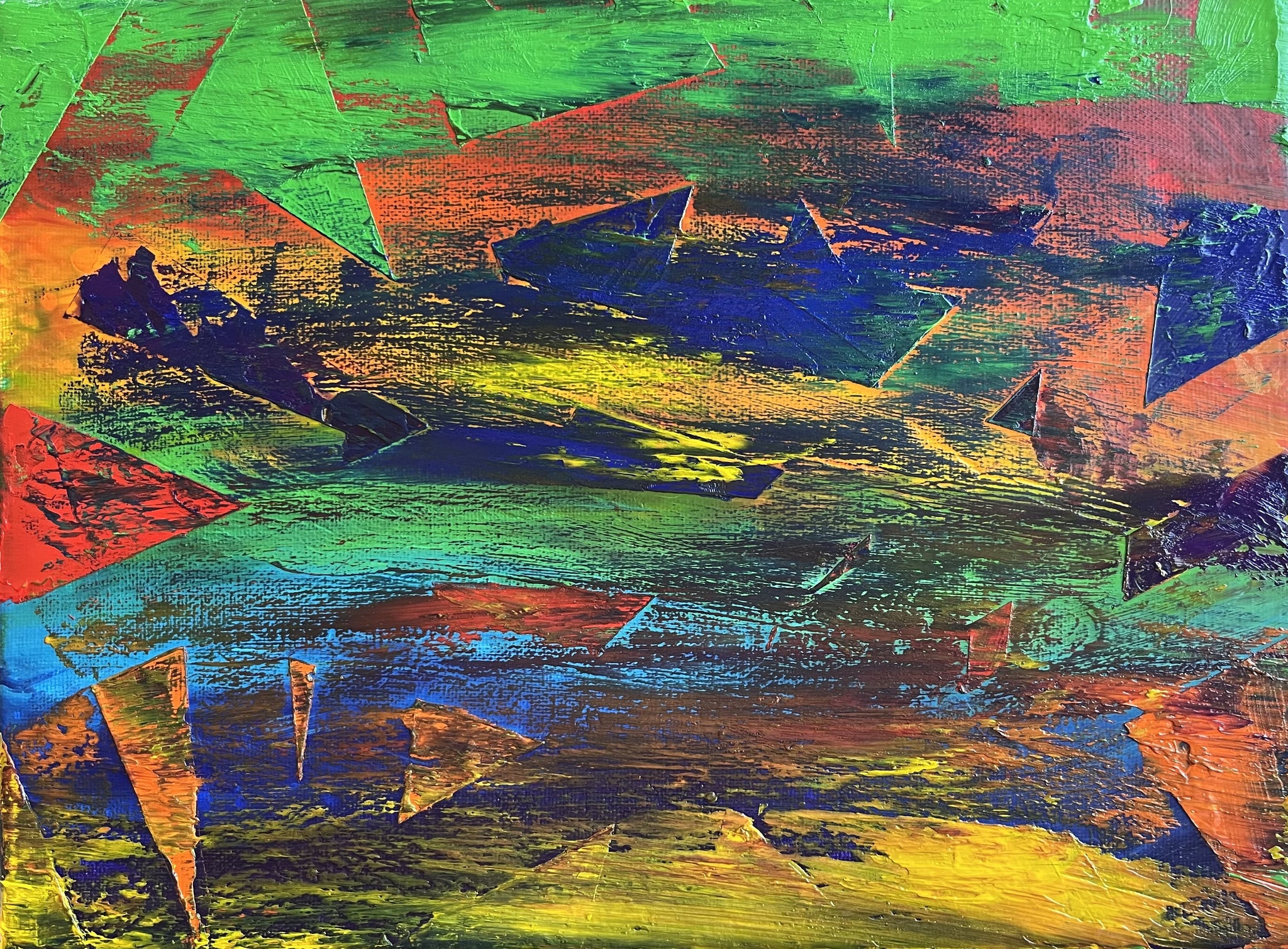 Abstract rainbow, original acrylic painting