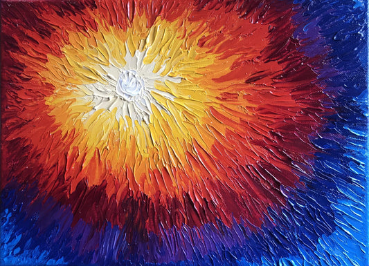 Abstract Sun Oil Painting - Textured Impasto Abstract Art
