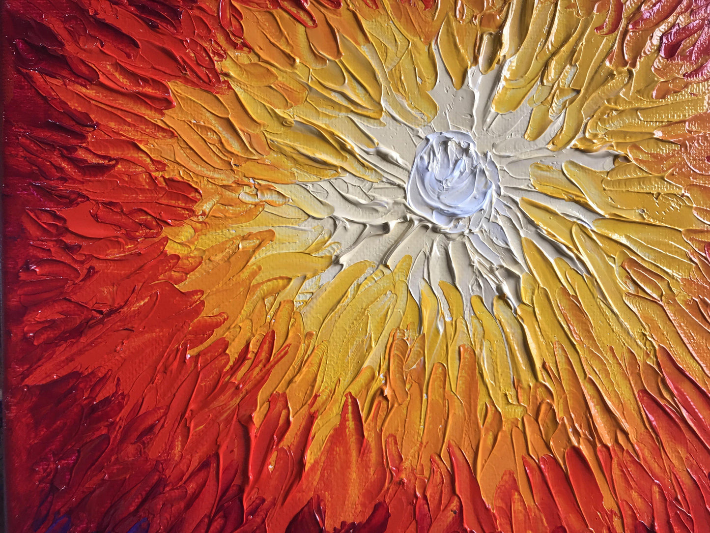 Abstract Sun Oil Painting - Textured Impasto Abstract Art