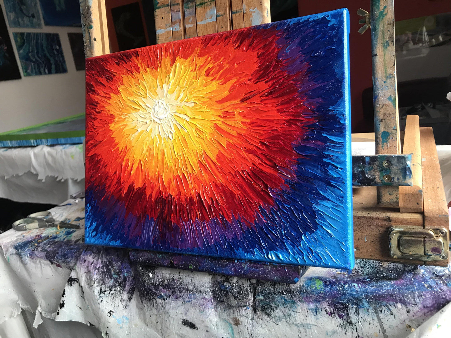 Abstract Sun Oil Painting - Textured Impasto Abstract Art