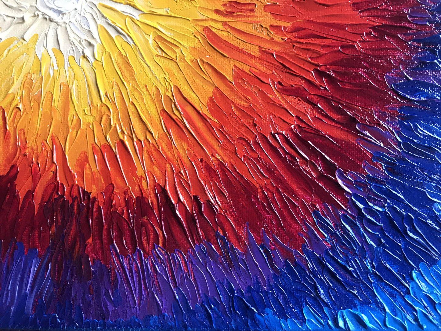 Abstract Sun Oil Painting - Textured Impasto Abstract Art