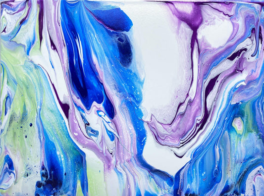 “Pillows,” Acrylic pour painting, fluid abstract art