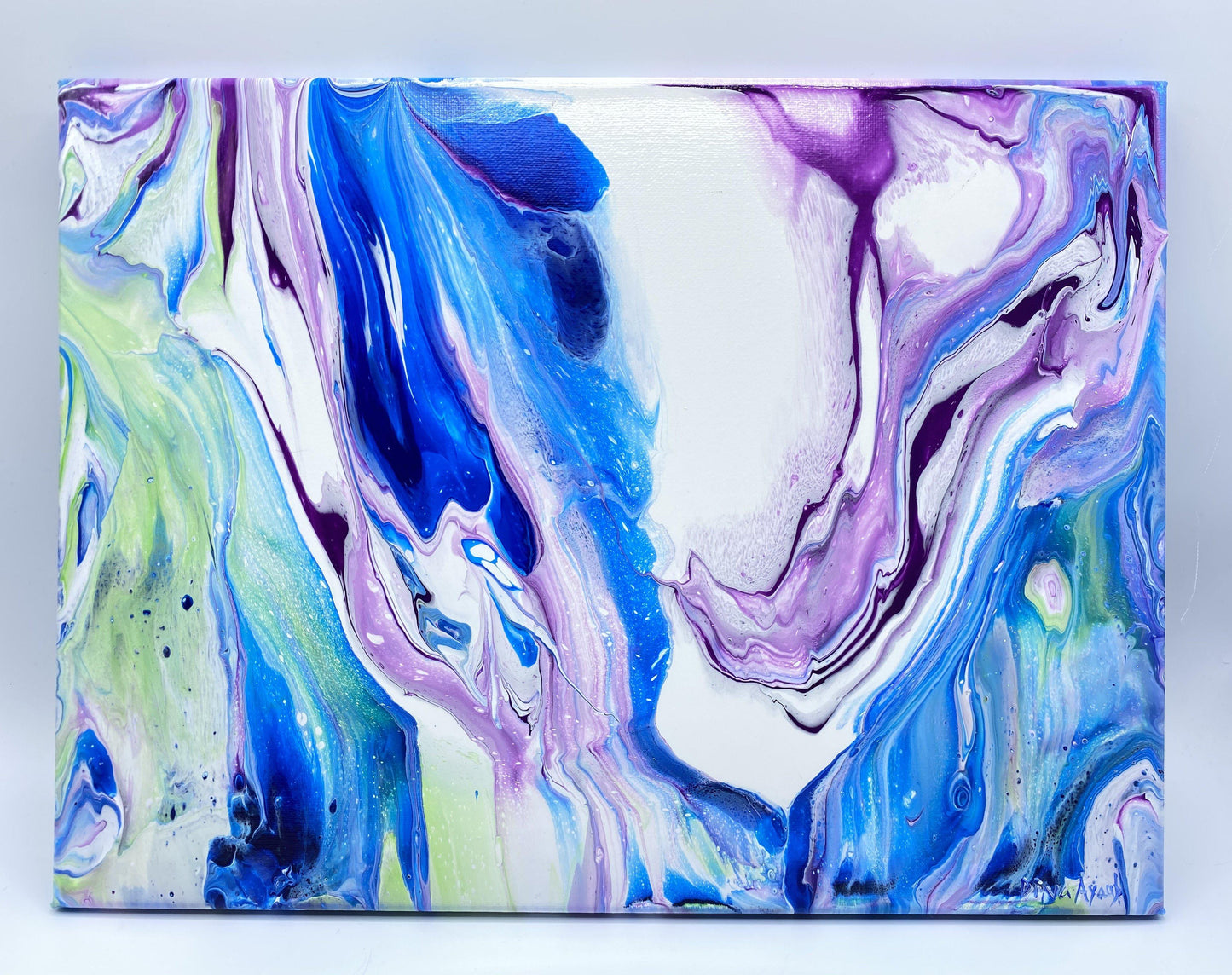 “Pillows,” Acrylic pour painting, fluid abstract art