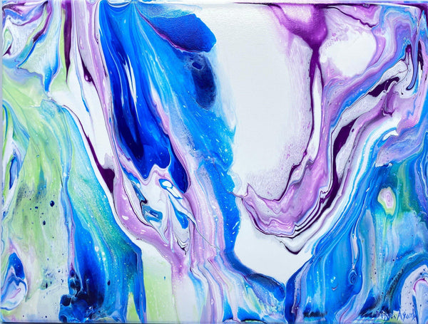 “Pillows,” Acrylic pour painting, fluid abstract art