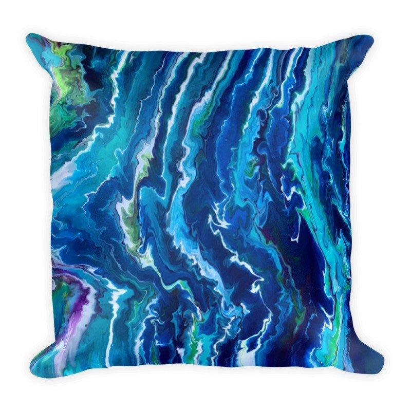 Blue Ocean Waves Decorative Throw Pillow