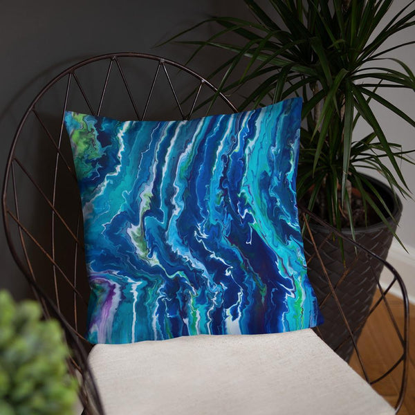 Blue Ocean Waves Decorative Throw Pillow