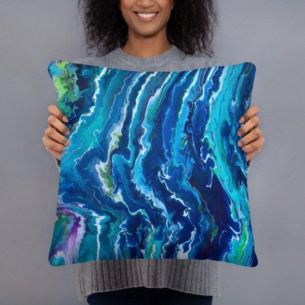 Blue Ocean Waves Decorative Throw Pillow