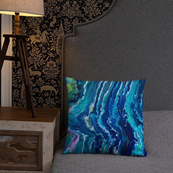 Blue Ocean Waves Decorative Throw Pillow