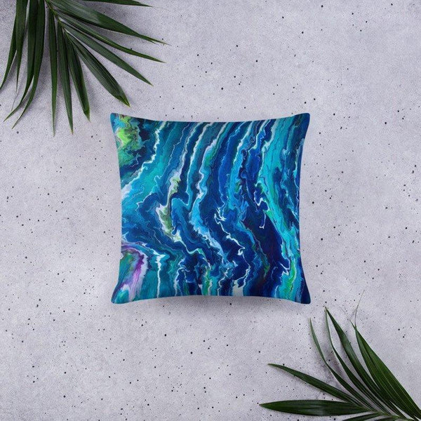 Blue Ocean Waves Decorative Throw Pillow