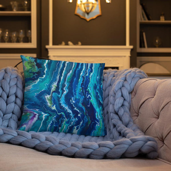 Blue Ocean Waves Decorative Throw Pillow