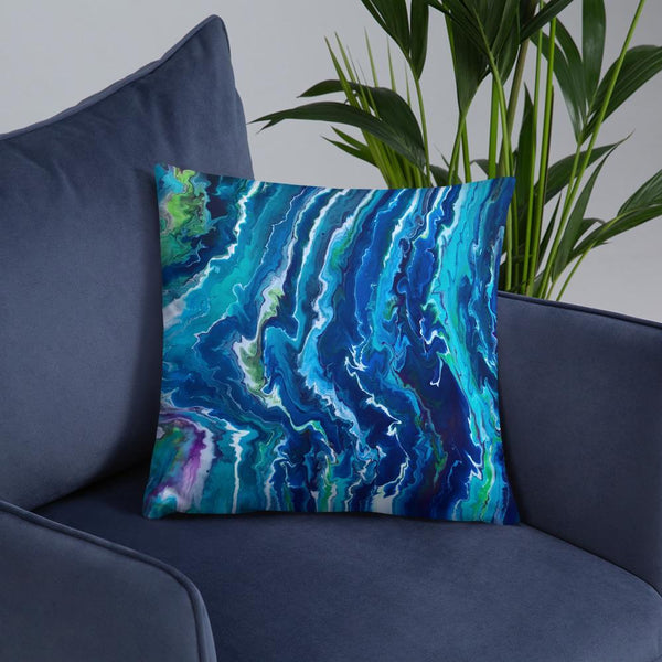 Blue Ocean Waves Decorative Throw Pillow
