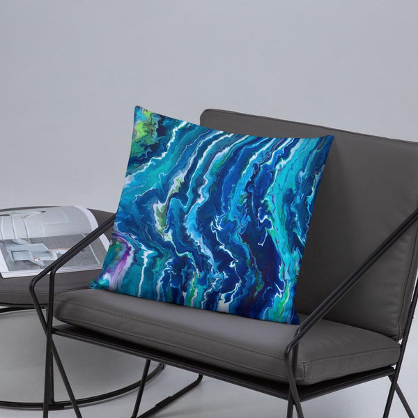 Blue Ocean Waves Decorative Throw Pillow