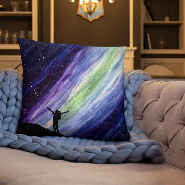 Aurora night sky decorative throw pillow