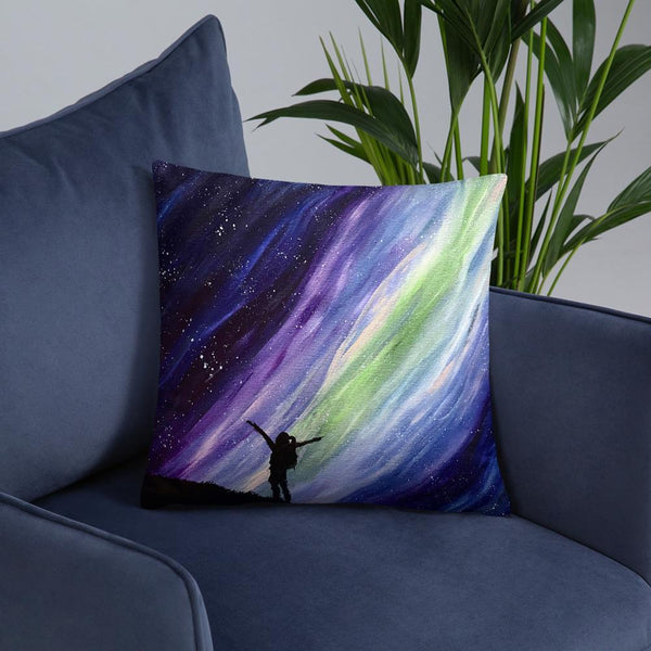Aurora night sky decorative throw pillow