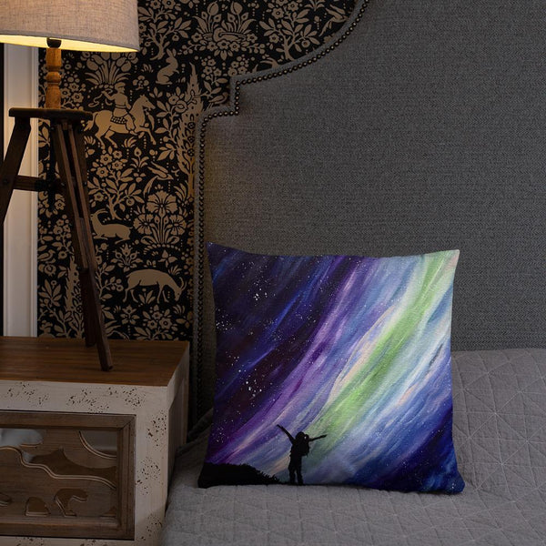 Aurora night sky decorative throw pillow