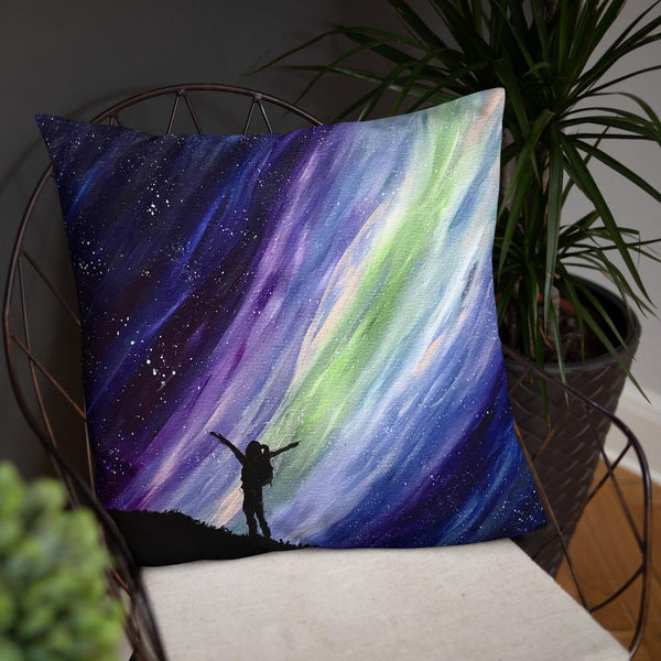 Aurora night sky decorative throw pillow