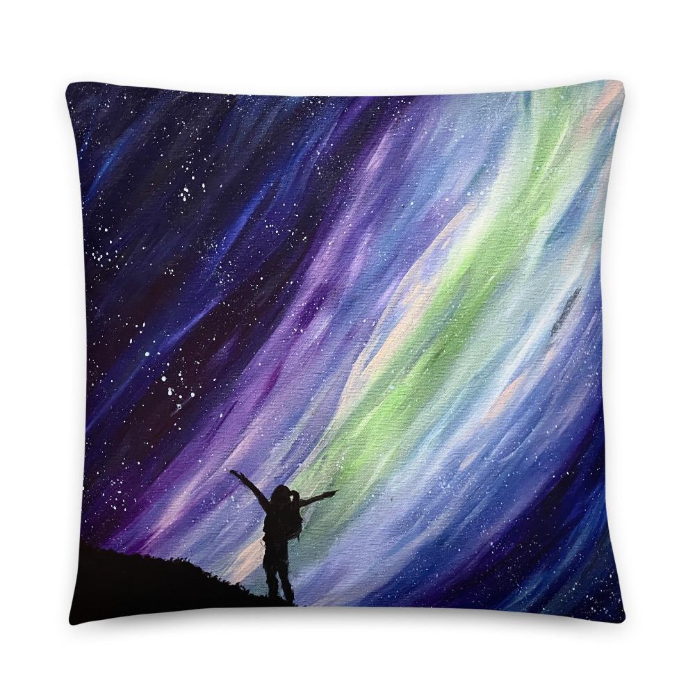 Aurora night sky decorative throw pillow