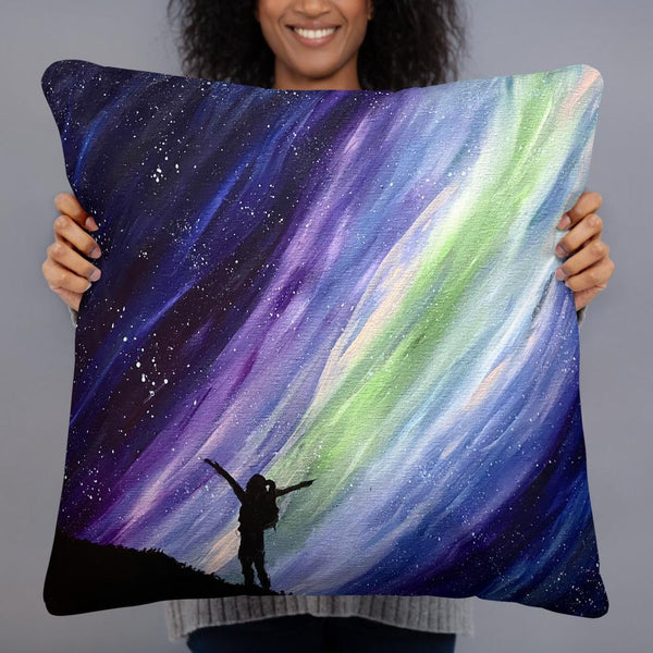 Aurora night sky decorative throw pillow