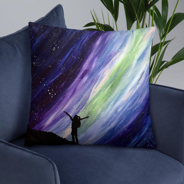 Aurora night sky decorative throw pillow