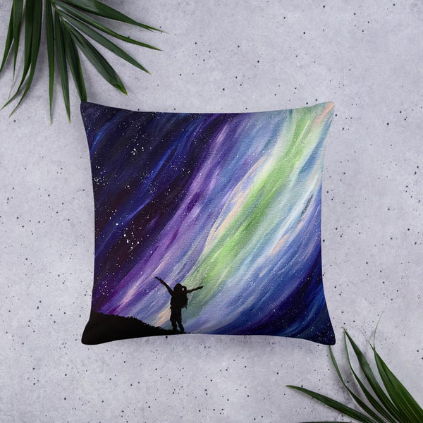 Aurora night sky decorative throw pillow