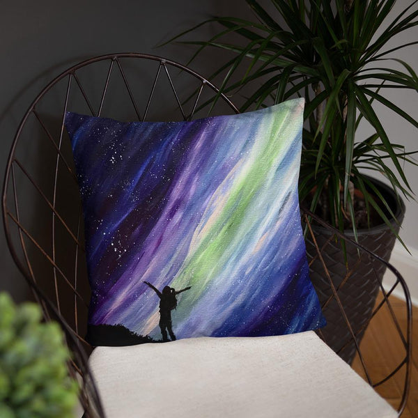 Aurora night sky decorative throw pillow
