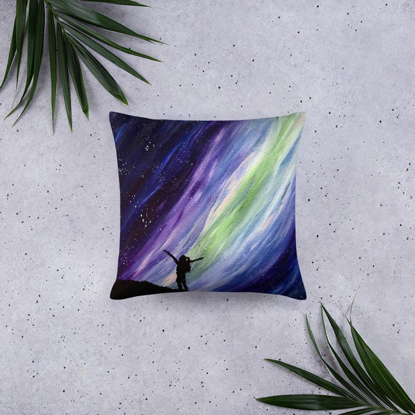 Aurora night sky decorative throw pillow