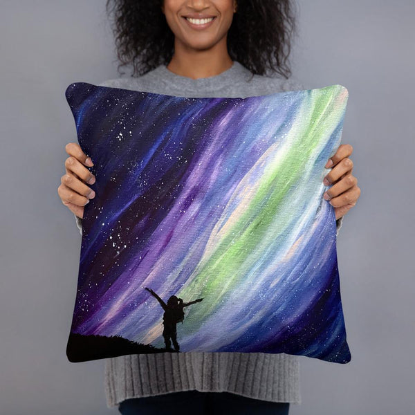 Aurora night sky decorative throw pillow