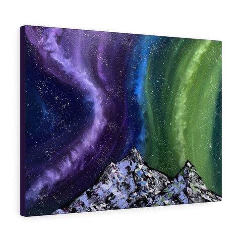 Aurora Night Sky & Mountains Art Print on Canvas