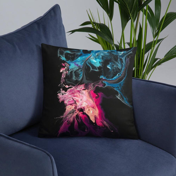 Black, Blue and Pink Pillow, Throw Pillow For Sofa/Chair