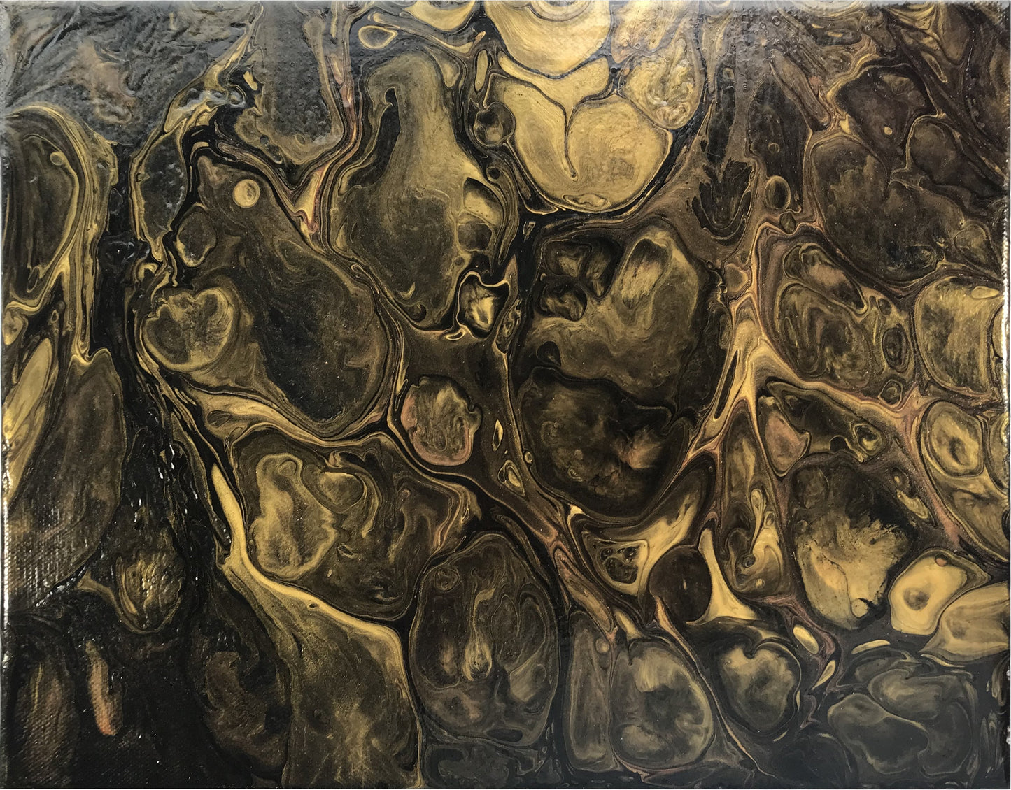 “Black Gold,” Original Black & Gold Fluid Art Abstract Painting