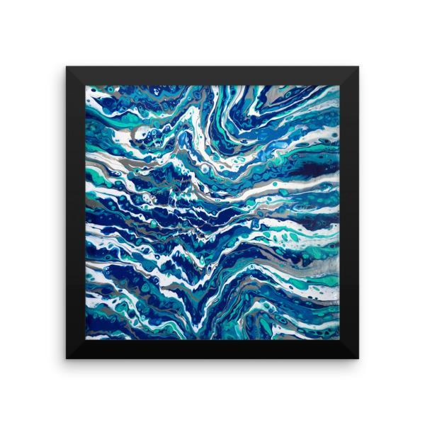 Blue Waves Fluid Art Framed photo paper poster art print