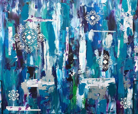 Code art acrylic painting, political art (left/Democrats)