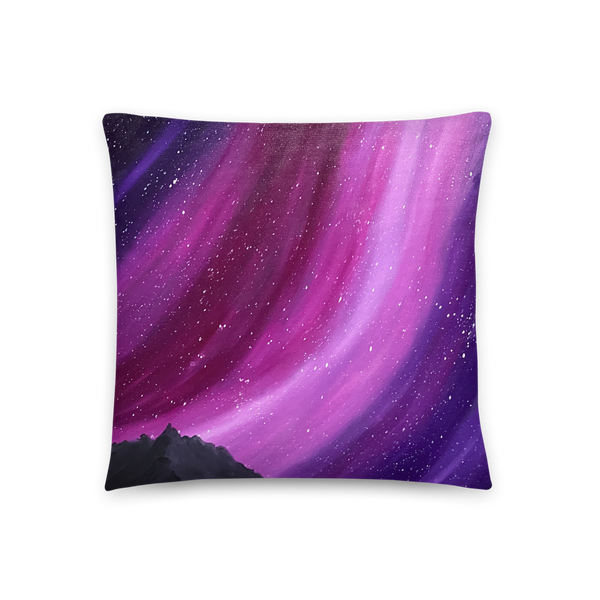 Decorative throw pillow of the aurora night sky