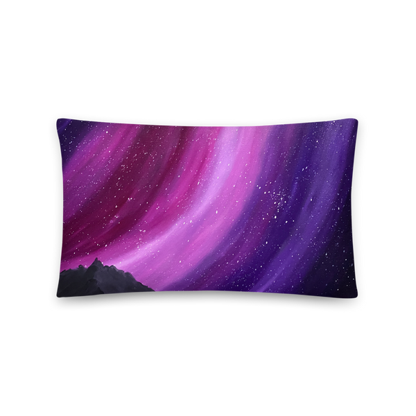 Decorative throw pillow of the aurora night sky