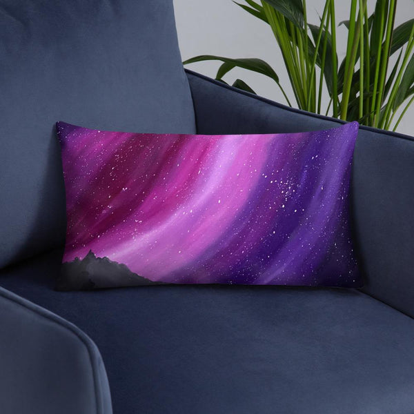 Decorative throw pillow of the aurora night sky