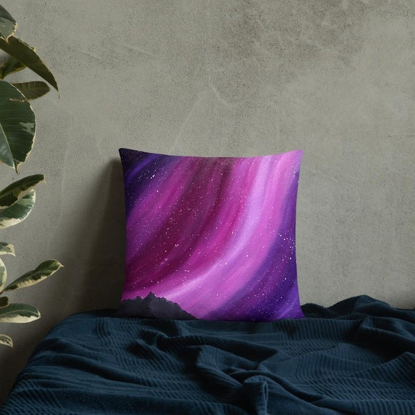 Decorative throw pillow of the aurora night sky