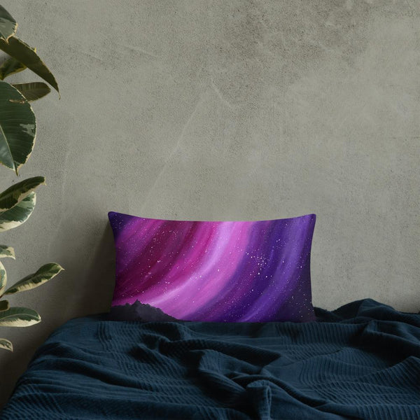 Decorative throw pillow of the aurora night sky