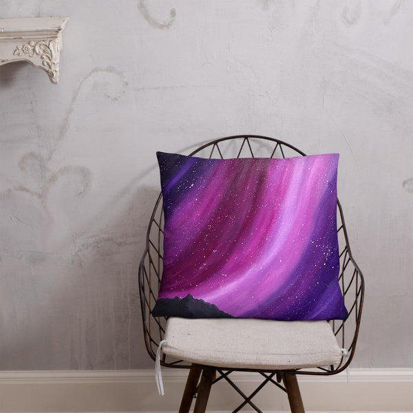 Decorative throw pillow of the aurora night sky