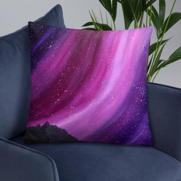 Decorative throw pillow of the aurora night sky