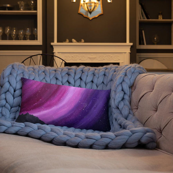 Decorative throw pillow of the aurora night sky