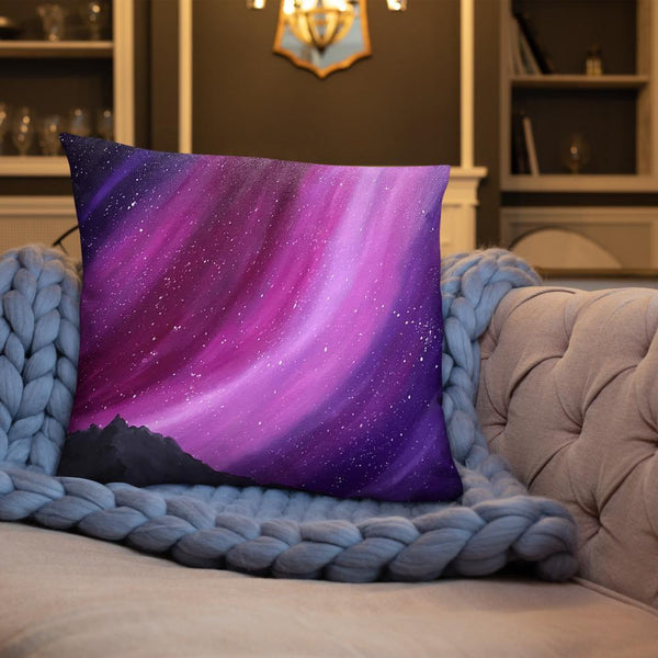 Decorative throw pillow of the aurora night sky