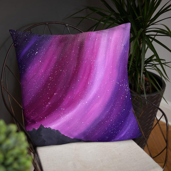 Decorative throw pillow of the aurora night sky