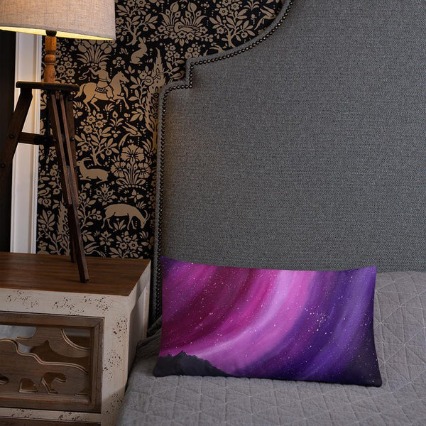 Decorative throw pillow of the aurora night sky