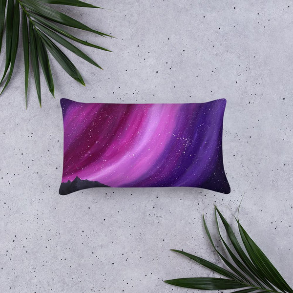 Decorative throw pillow of the aurora night sky