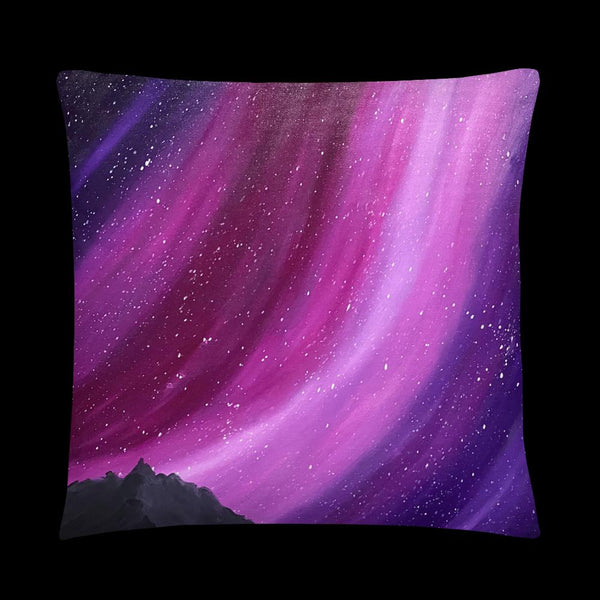 Decorative throw pillow of the aurora night sky